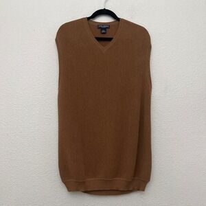 Daniel Cremieux Baby Alpaca Blend Sweater Vest Brown Knit V-Neck Peru Large‎